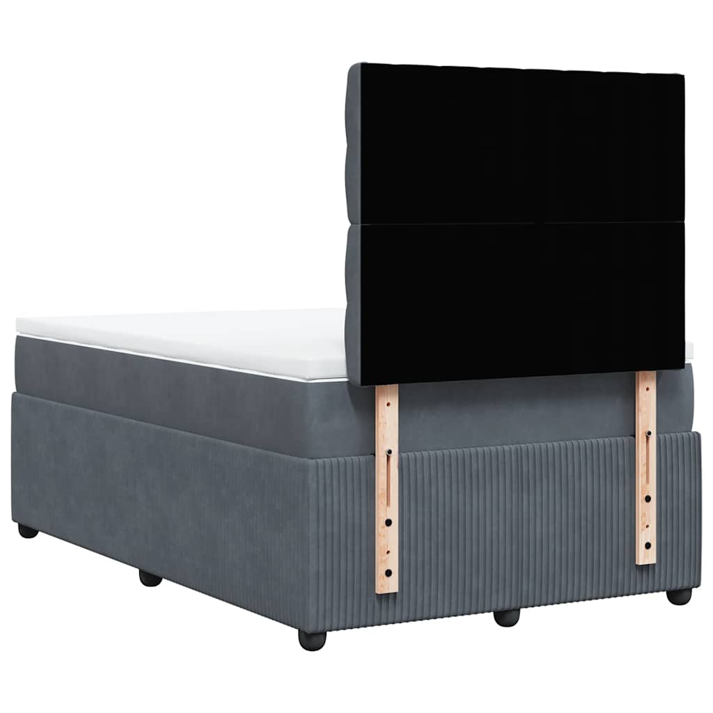 Box spring krevet s madracem tamnosivi 120 x 200 cm baršunasti