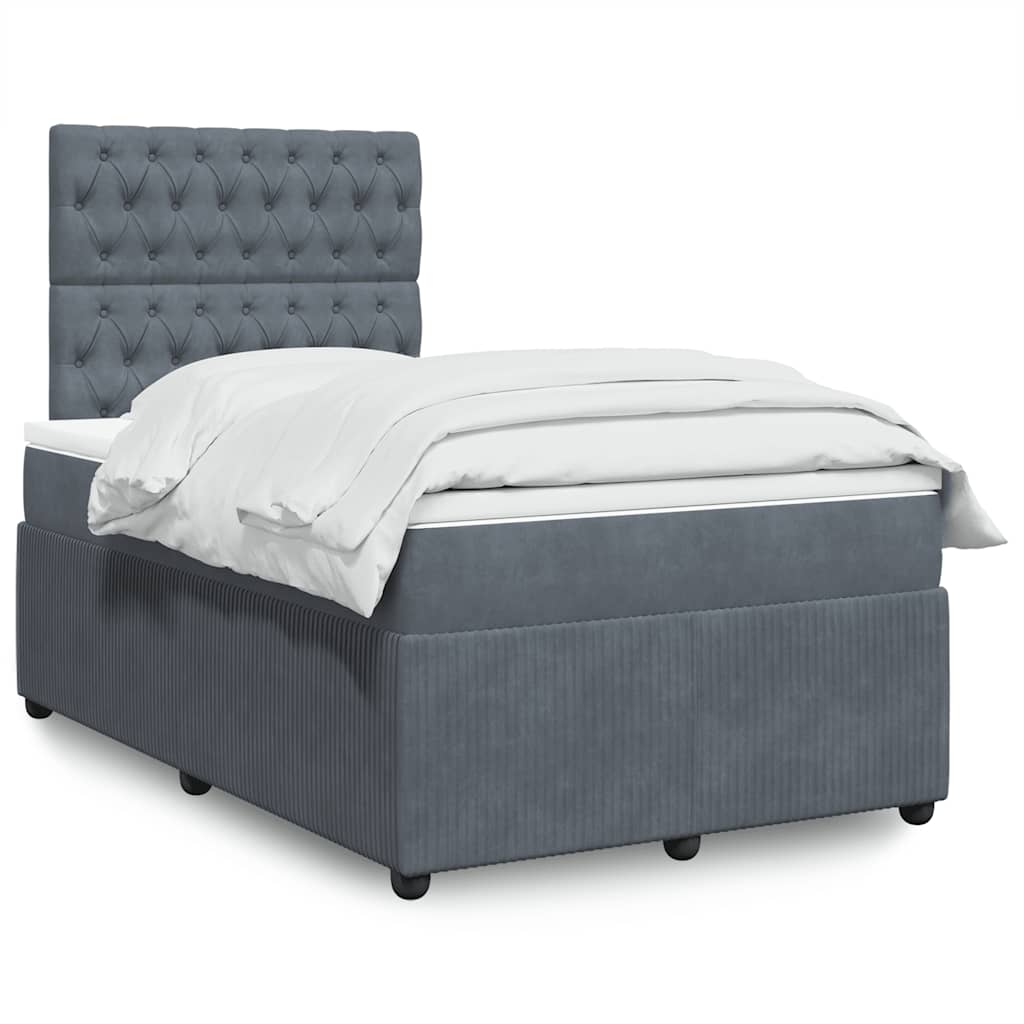 Box spring krevet s madracem tamnosivi 120 x 200 cm baršunasti