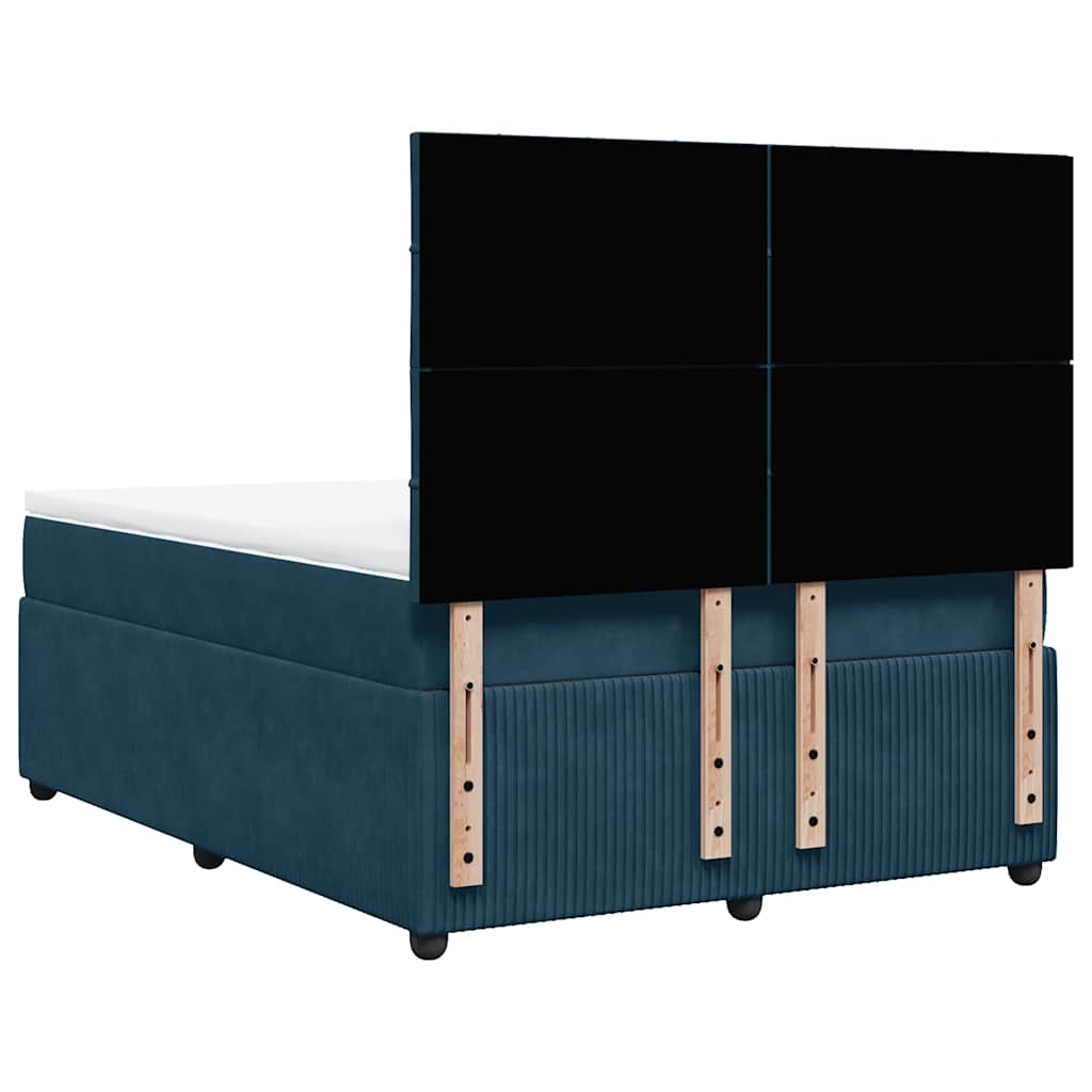 Krevet s oprugama i madracem plavi 140x190 cm baršunasti