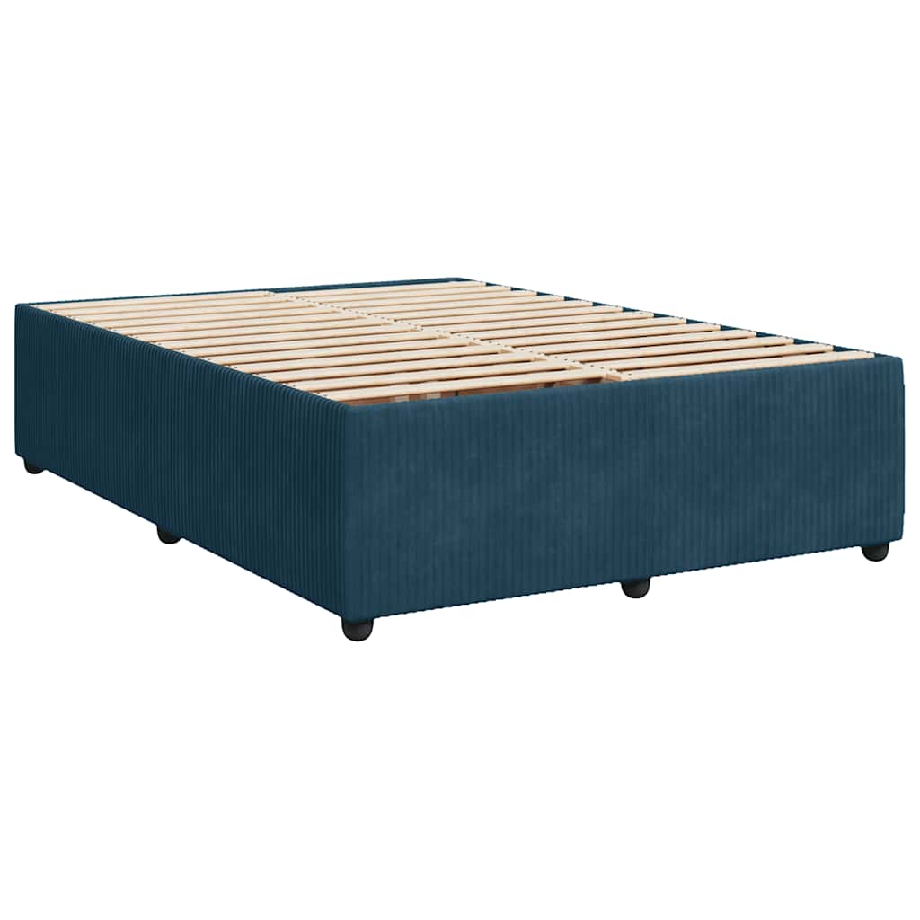 Krevet s oprugama i madracem plavi 140x190 cm baršunasti