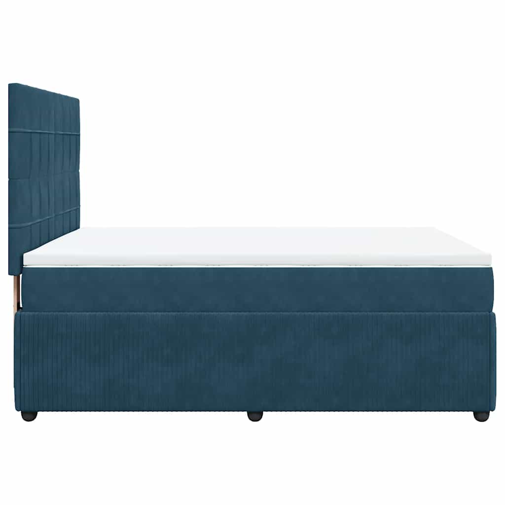 Krevet box spring s madracem plavi 160 x 200 cm baršunasti