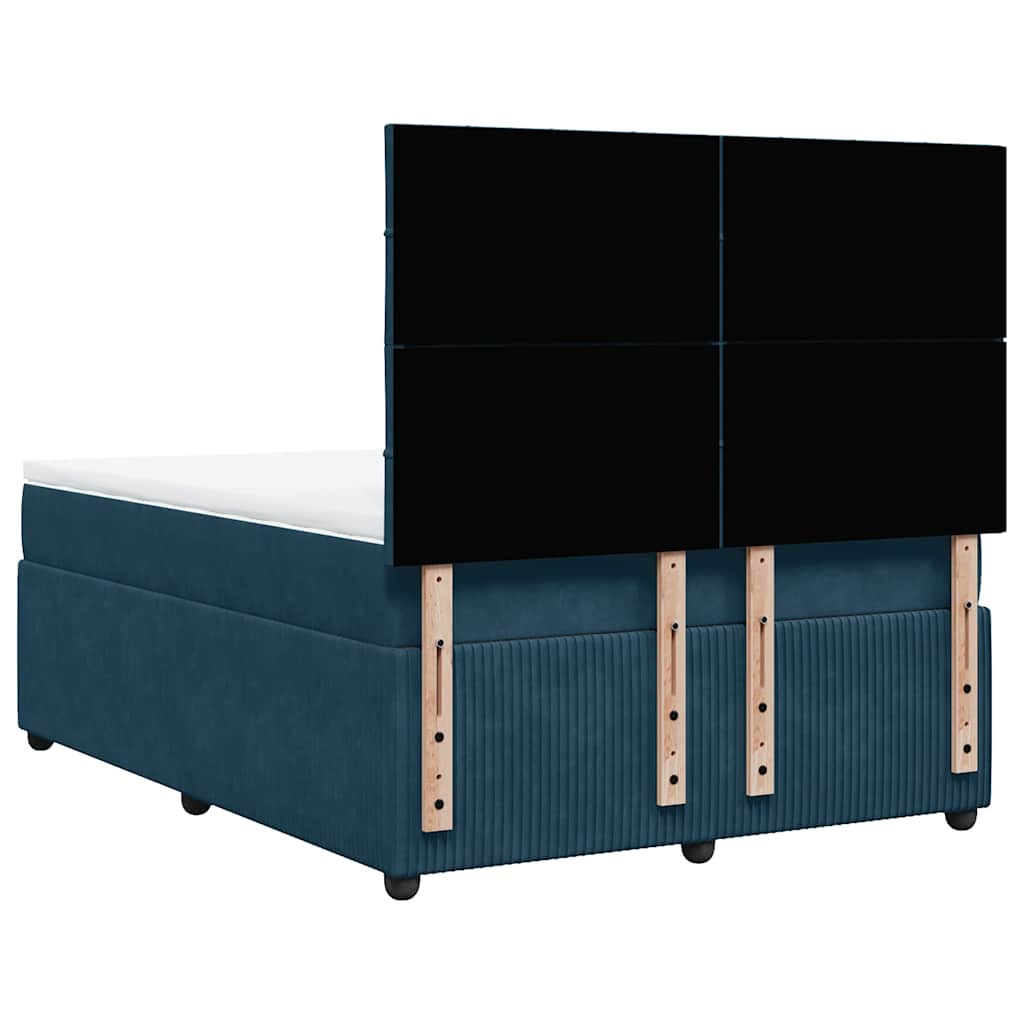 Krevet box spring s madracem plavi 160 x 200 cm baršunasti