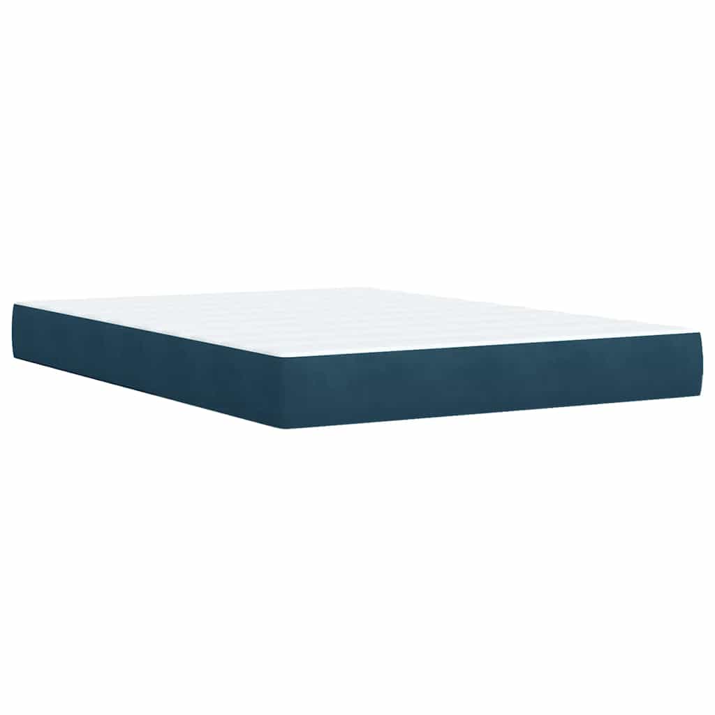 Krevet box spring s madracem plavi 160 x 200 cm baršunasti