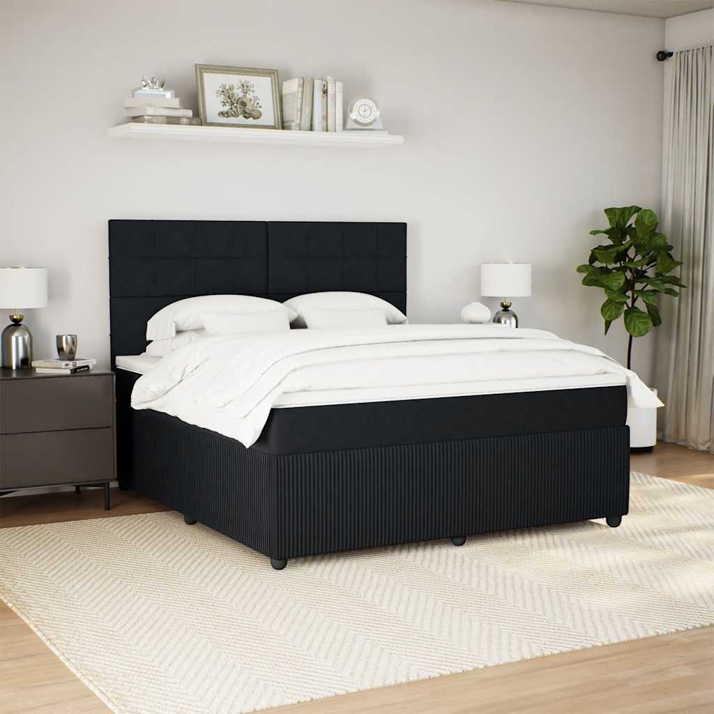 Krevet s oprugama i madracem crni 180x200 cm baršunasti