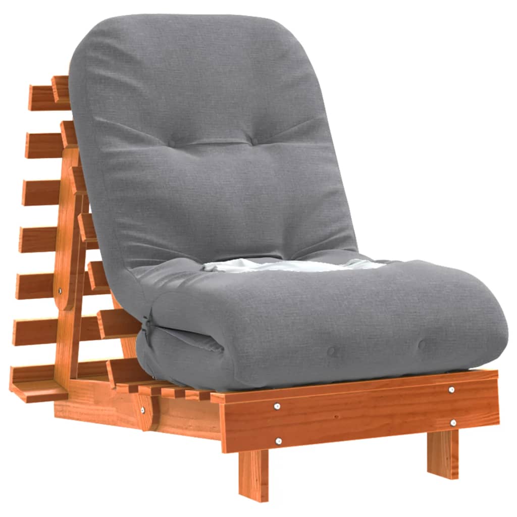 Futon na razvlačenje s madracem smeđi 60 x 206 x 11 cm borovina