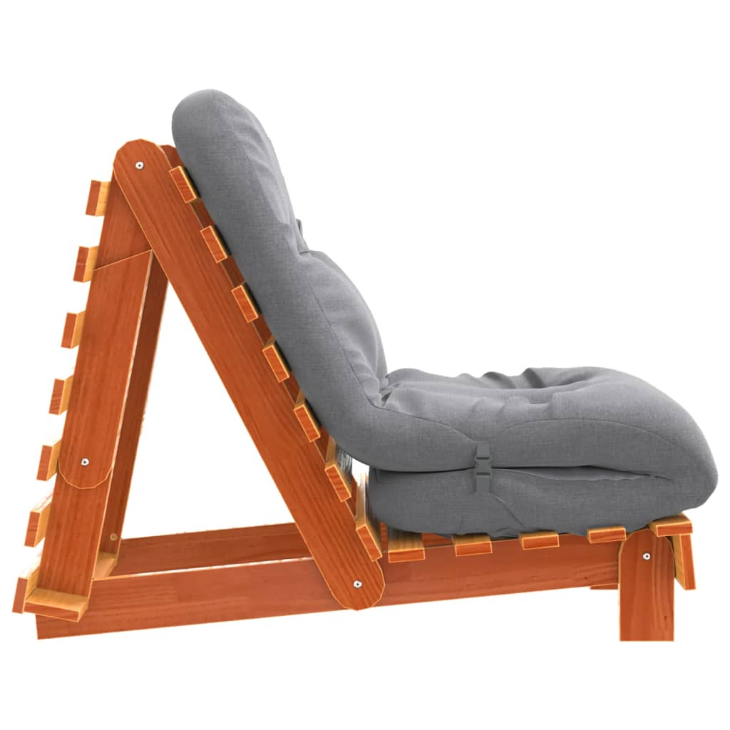 Futon na razvlačenje s madracem smeđi 60 x 206 x 11 cm borovina