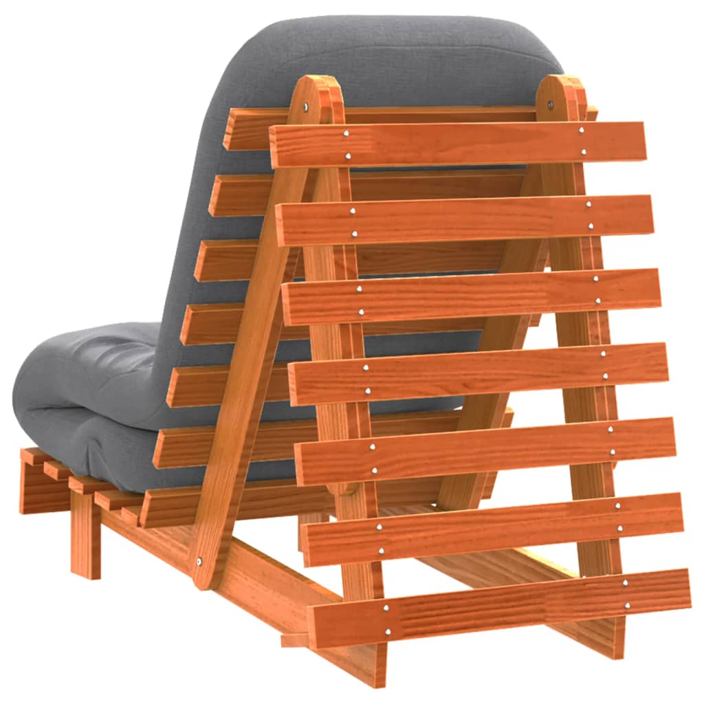Futon na razvlačenje s madracem smeđi 60 x 206 x 11 cm borovina