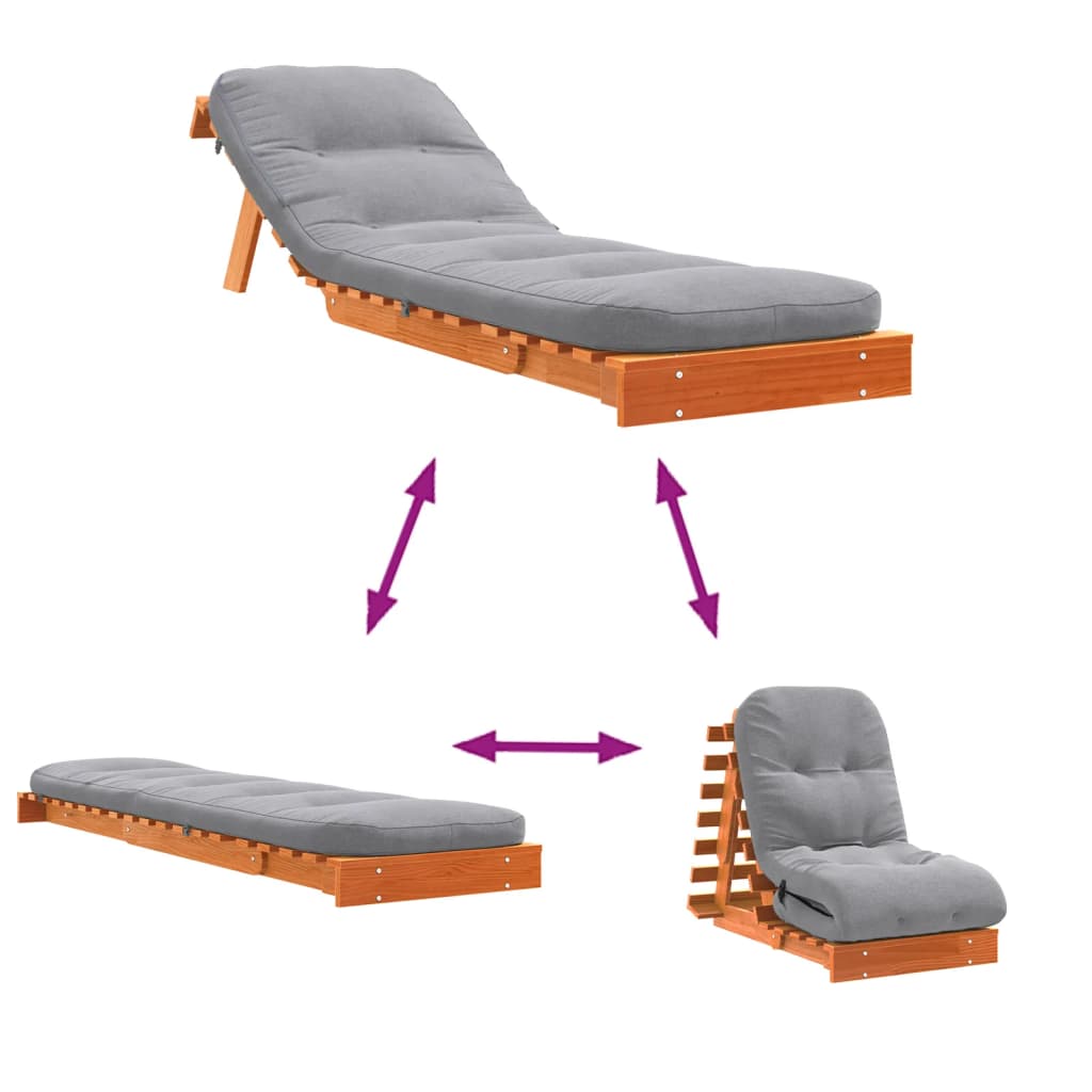 Futon na razvlačenje s madracem smeđi 60 x 206 x 11 cm borovina