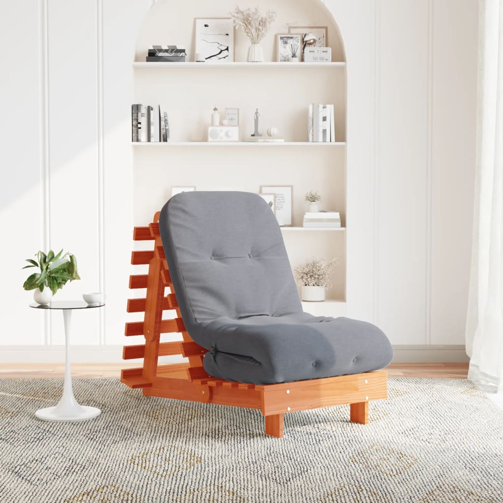 Futon na razvlačenje s madracem smeđi 60 x 206 x 11 cm borovina