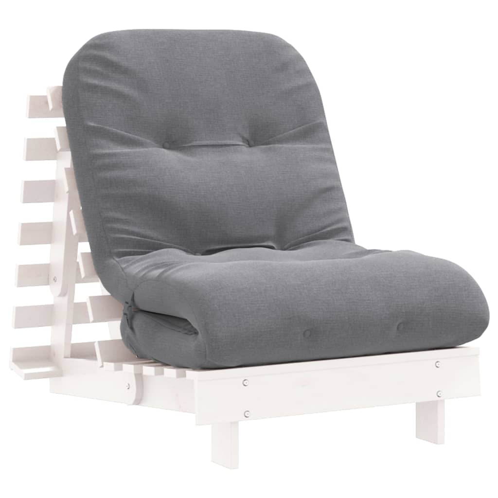 Futon na razvlačenje s madracem bijeli 70x206x11 cm borovina