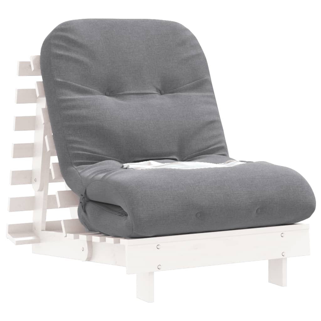 Futon na razvlačenje s madracem bijeli 70x206x11 cm borovina