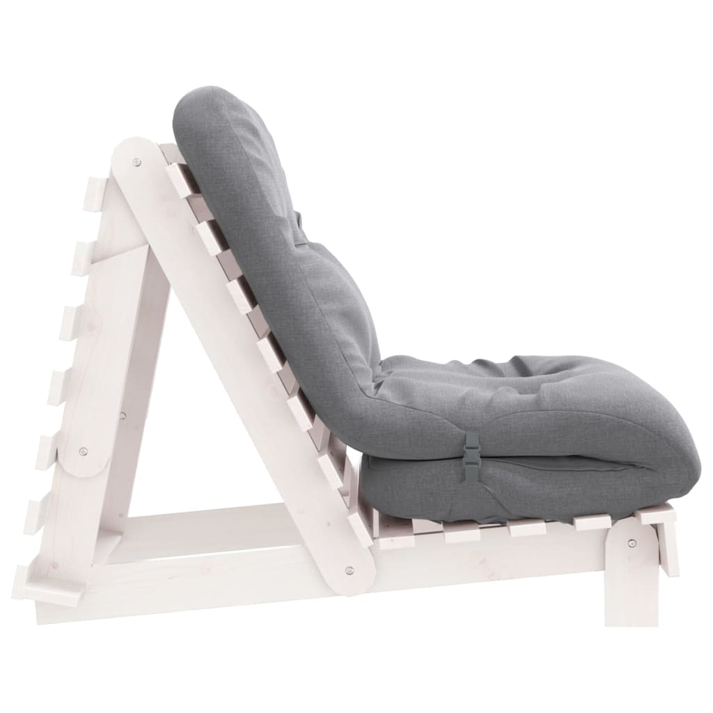 Futon na razvlačenje s madracem bijeli 70x206x11 cm borovina