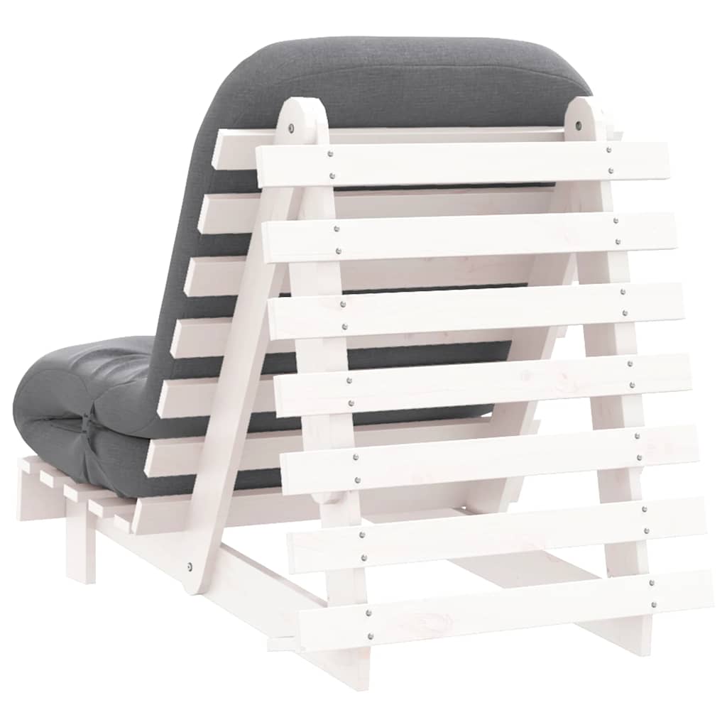 Futon na razvlačenje s madracem bijeli 70x206x11 cm borovina