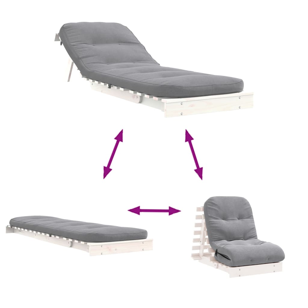 Futon na razvlačenje s madracem bijeli 70x206x11 cm borovina