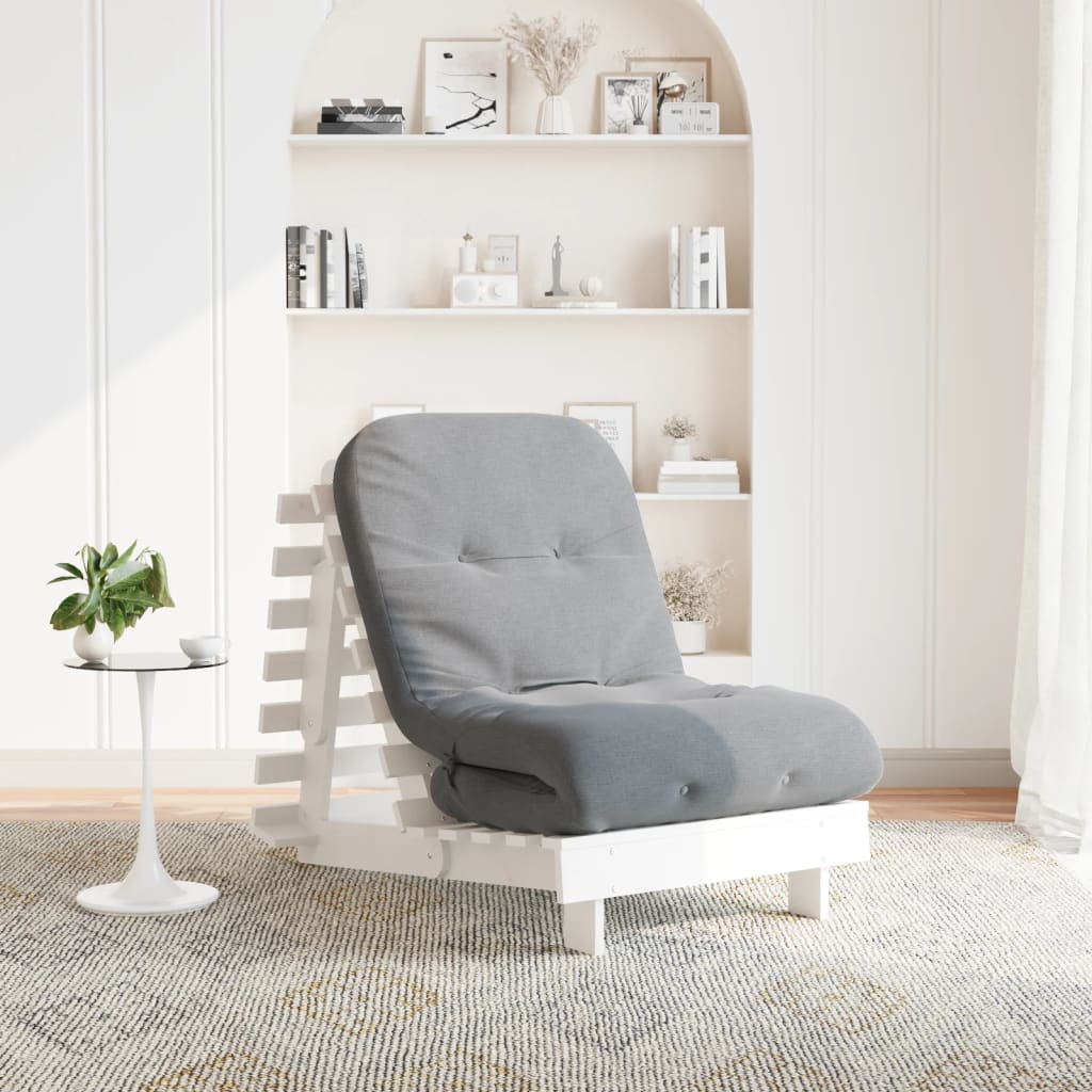 Futon na razvlačenje s madracem bijeli 70x206x11 cm borovina