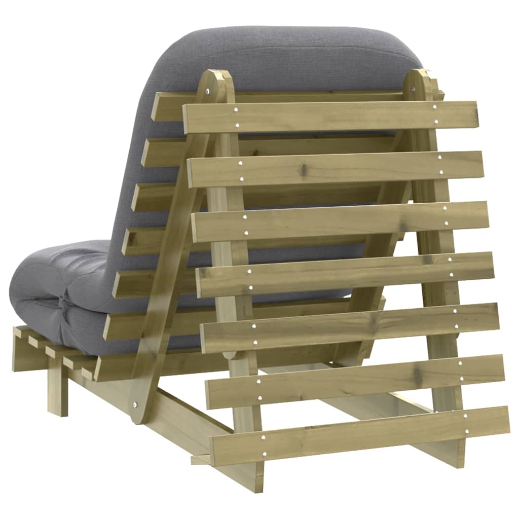 Futon na razvlačenje s madracem 70 x 206 x 11 cm od borovine