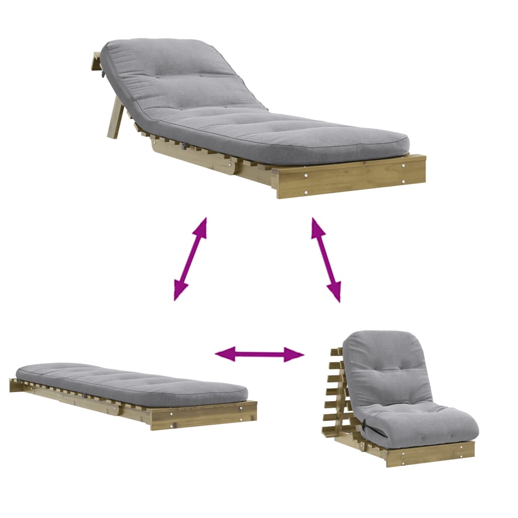 Futon na razvlačenje s madracem 70 x 206 x 11 cm od borovine