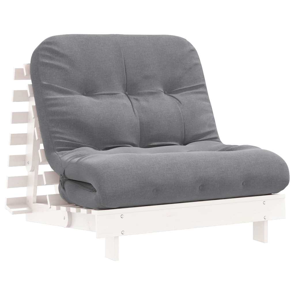 Futon na razvlačenje s madracem bijeli 80x206x11 cm borovina