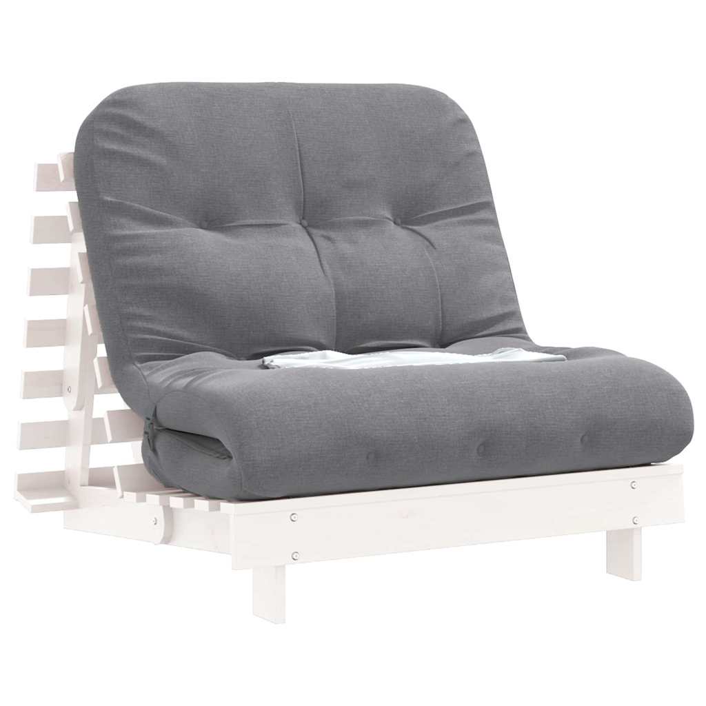 Futon na razvlačenje s madracem bijeli 80x206x11 cm borovina