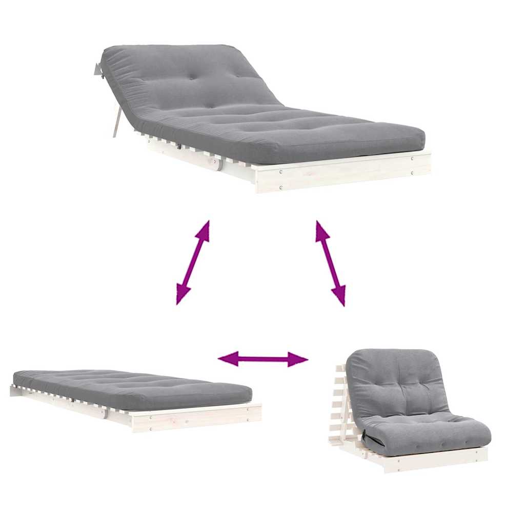 Futon na razvlačenje s madracem bijeli 80x206x11 cm borovina