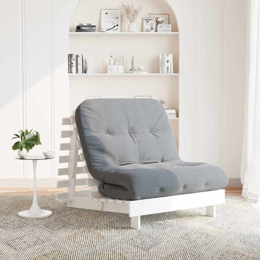 Futon na razvlačenje s madracem bijeli 80x206x11 cm borovina