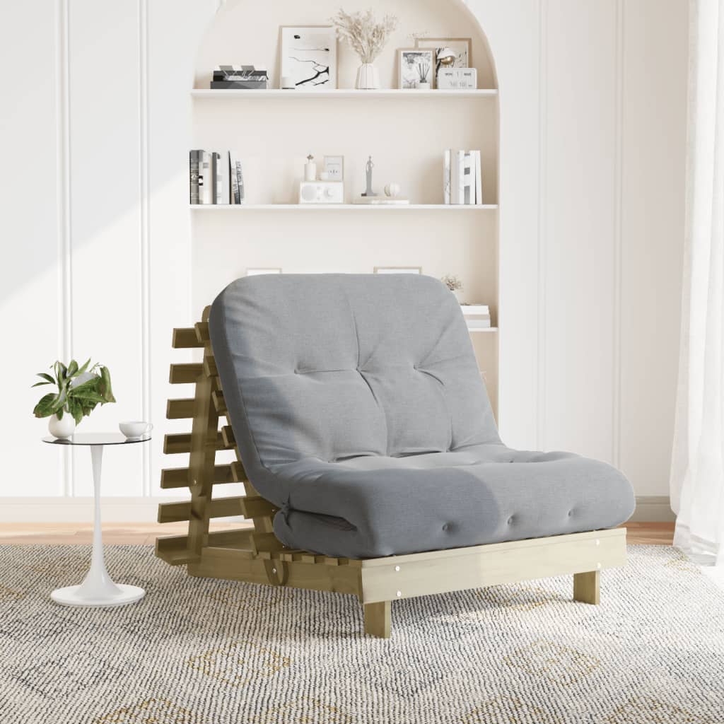 Futon na razvlačenje s madracem 80 x 206 x 11 cm od borovine
