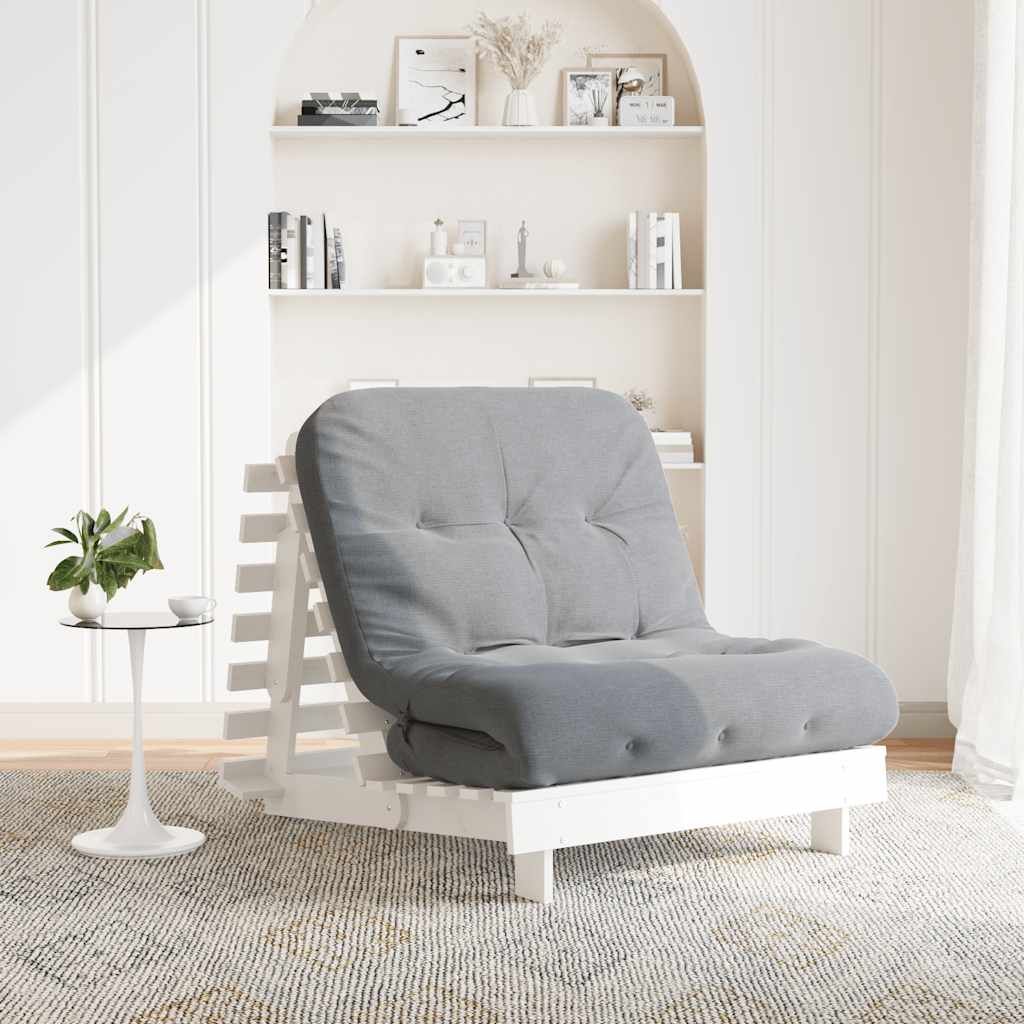 Futon na razvlačenje s madracem bijeli 90x206x11 cm borovina