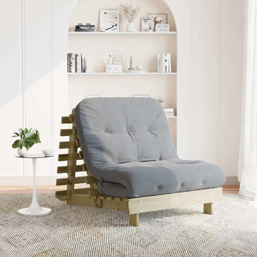 Futon na razvlačenje s madracem 90 x 206 x 11 cm od borovine