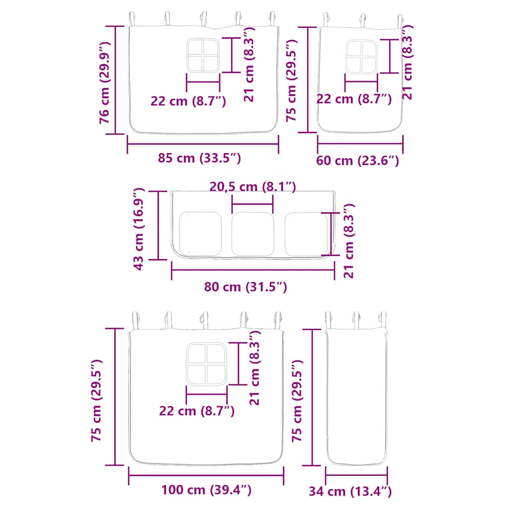 Krevet na kat s toboganom i zavjesama bijelo-crni 80 x 200 cm