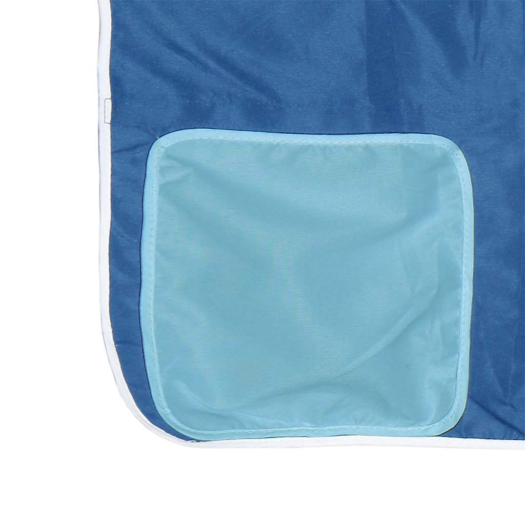 Krevet na kat s toboganom i zavjesama plavi 80 x 200 cm