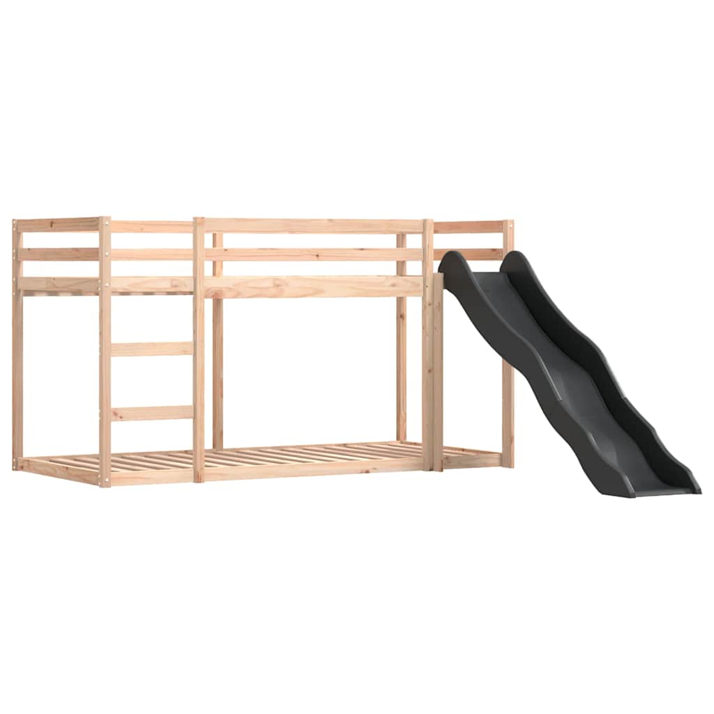 Krevet na kat s toboganom i zavjesama plavi 80 x 200 cm