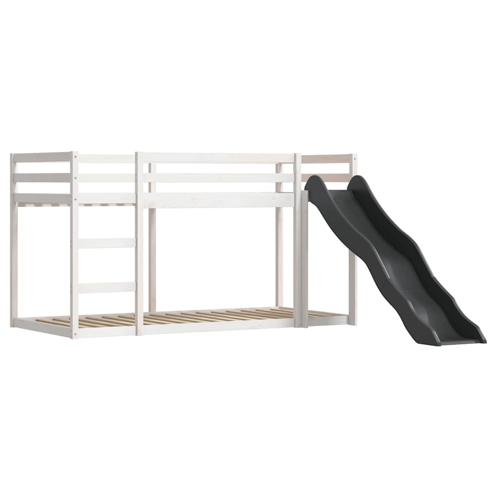 Krevet na kat s toboganom i zavjesama plavi 90 x 190 cm
