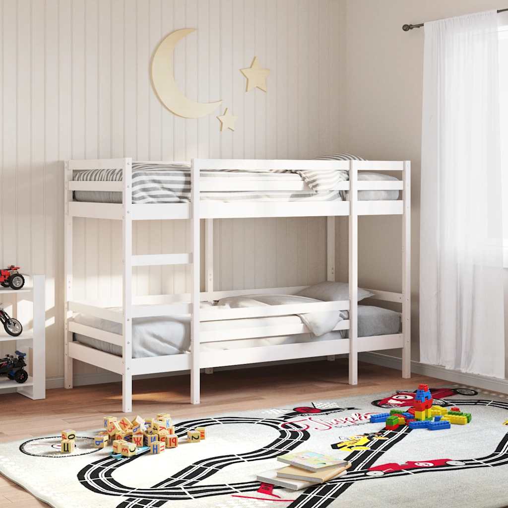 Krevet na kat bijeli 80 x 200 cm od masivne borovine