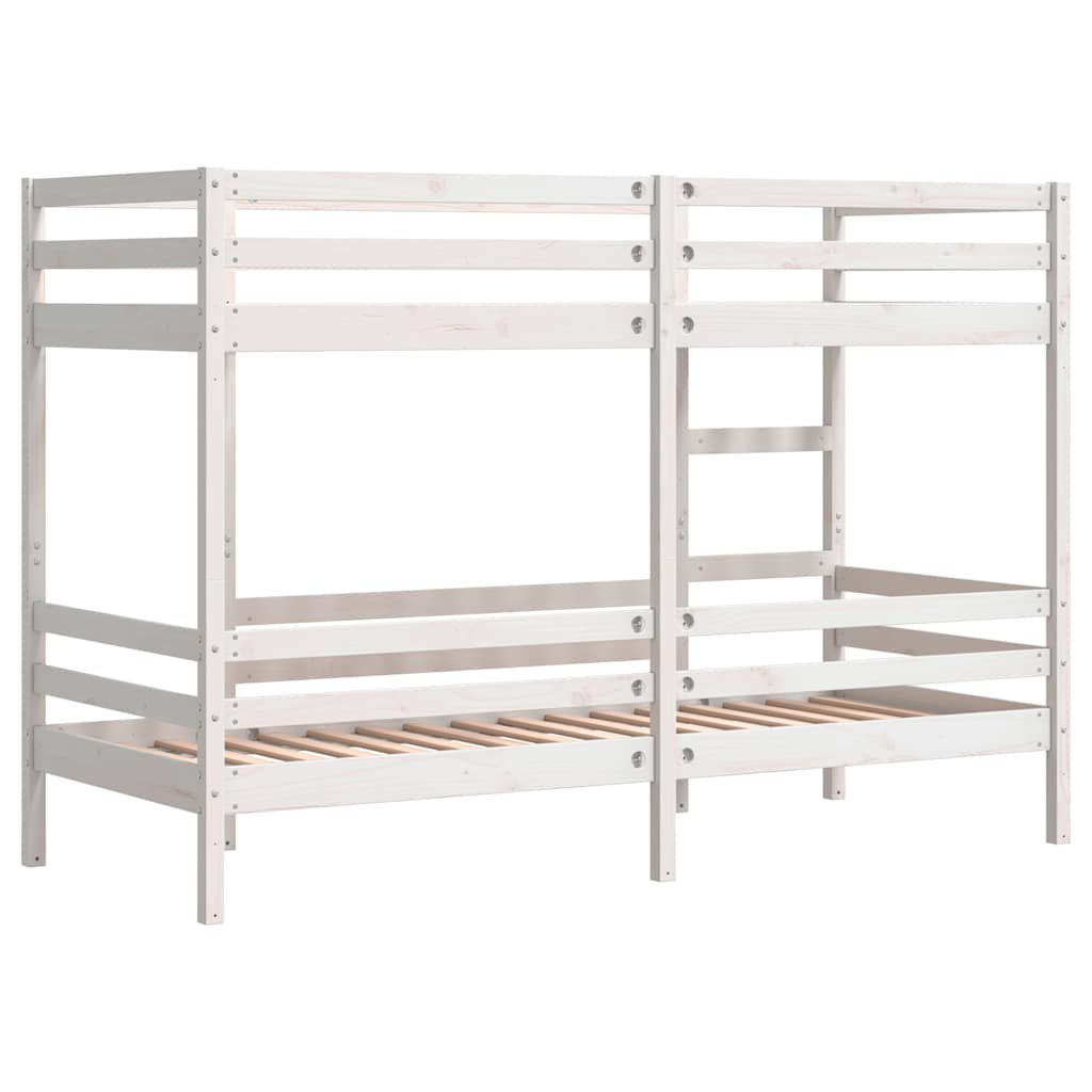 Krevet na kat bijeli 90 x 190 cm od masivne borovine