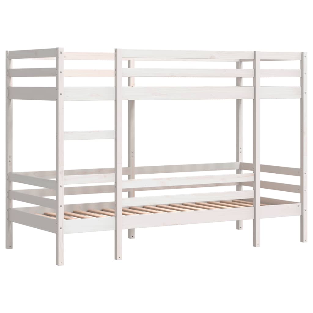 Krevet na kat bijeli 75 x 190 cm od masivne borovine