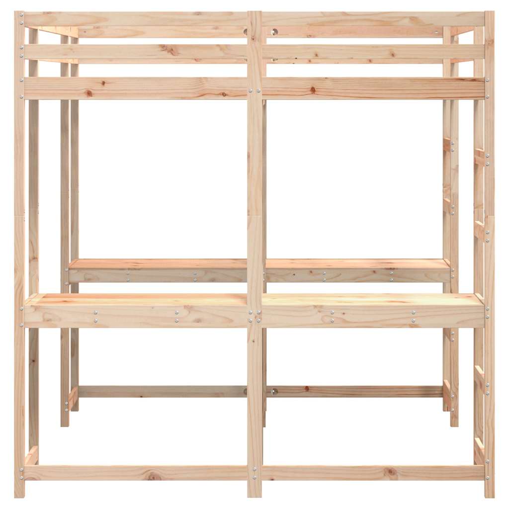 Krevet na kat sa stolom i ljestvama 160x200 cm od borovine