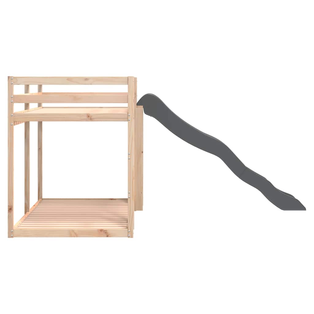 Krevet na kat s toboganom i ljestvama 80 x 200 cm od borovine