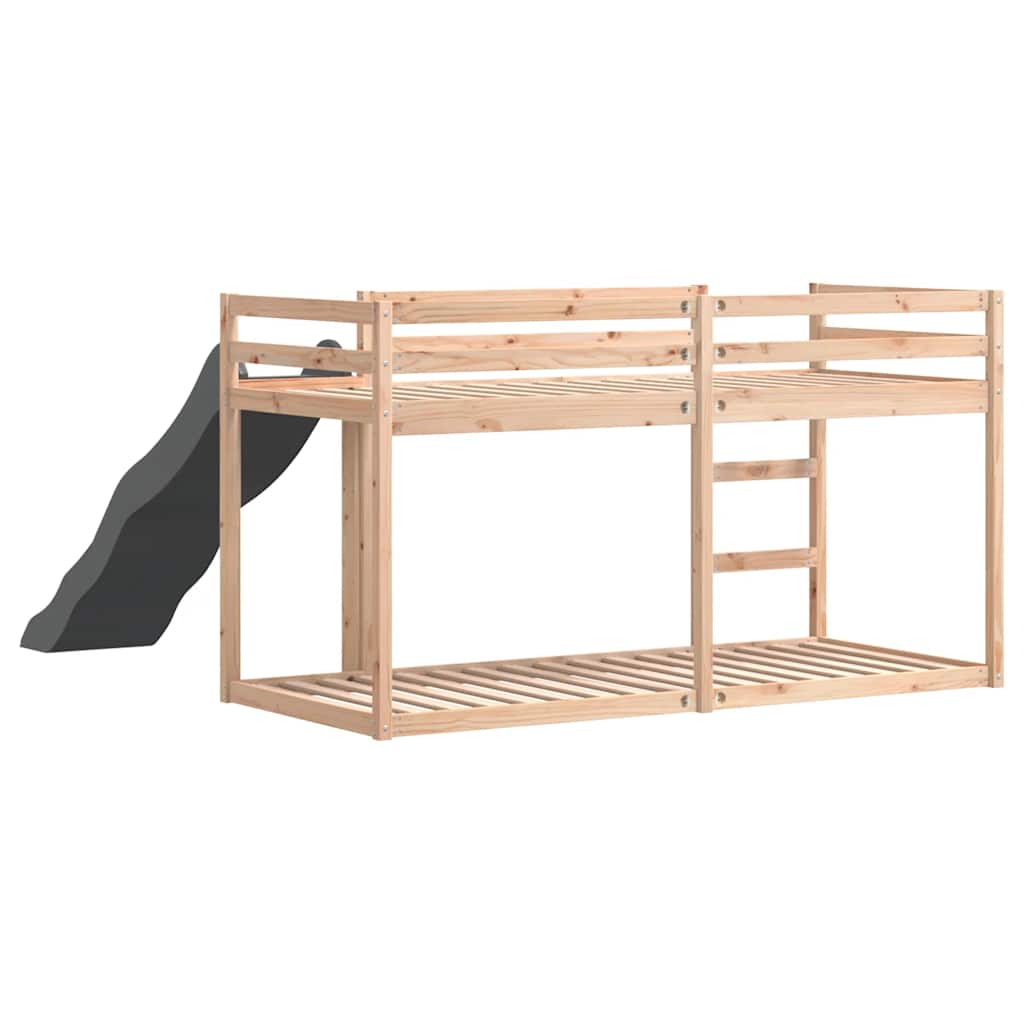 Krevet na kat s toboganom i ljestvama 80 x 200 cm od borovine