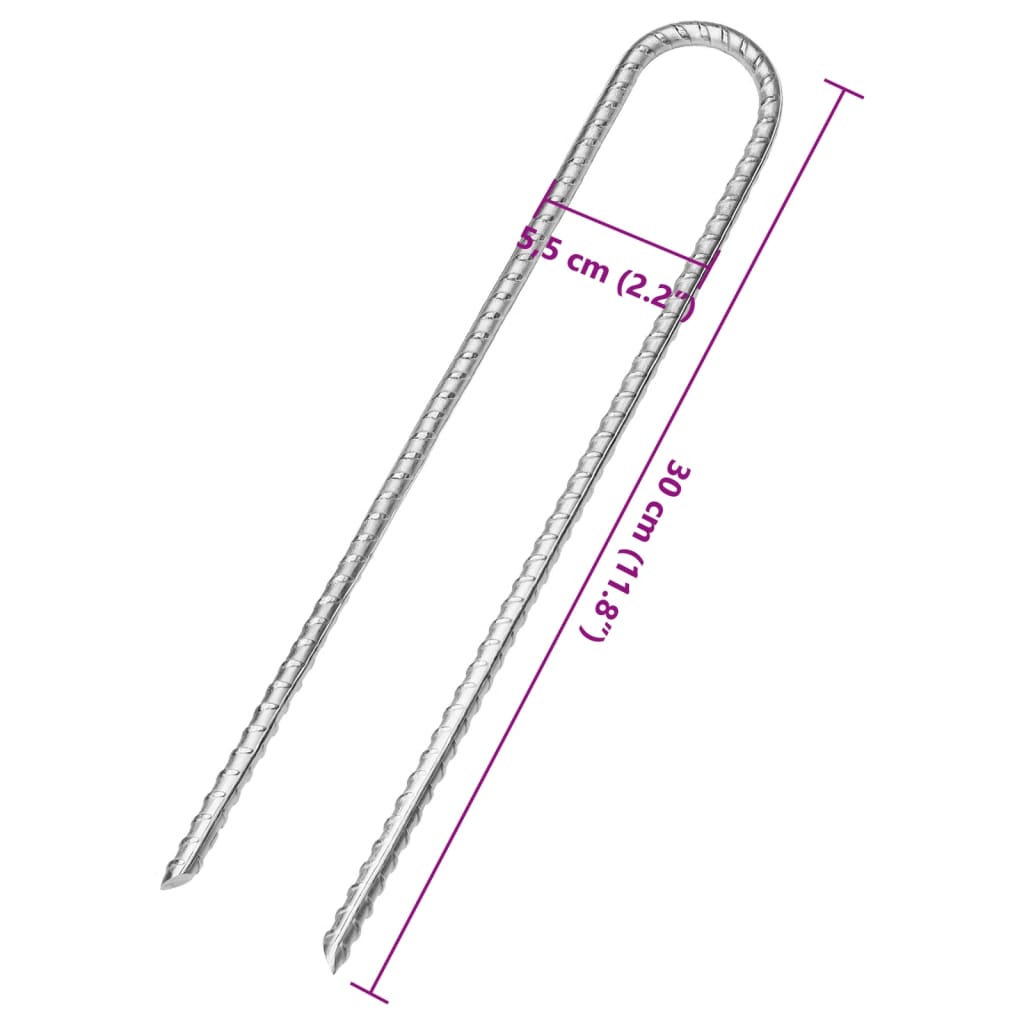 Klinovi za šator U-oblika 12 kom 30 cm Ø 7 mm pocinčani čelik