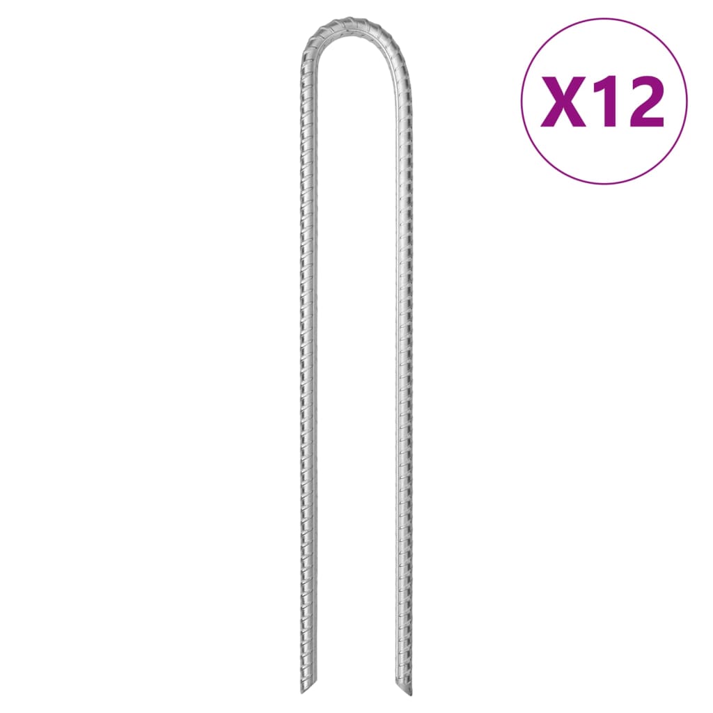 Klinovi za šator U-oblika 12 kom 37 cm Ø 10 mm pocinčani čelik
