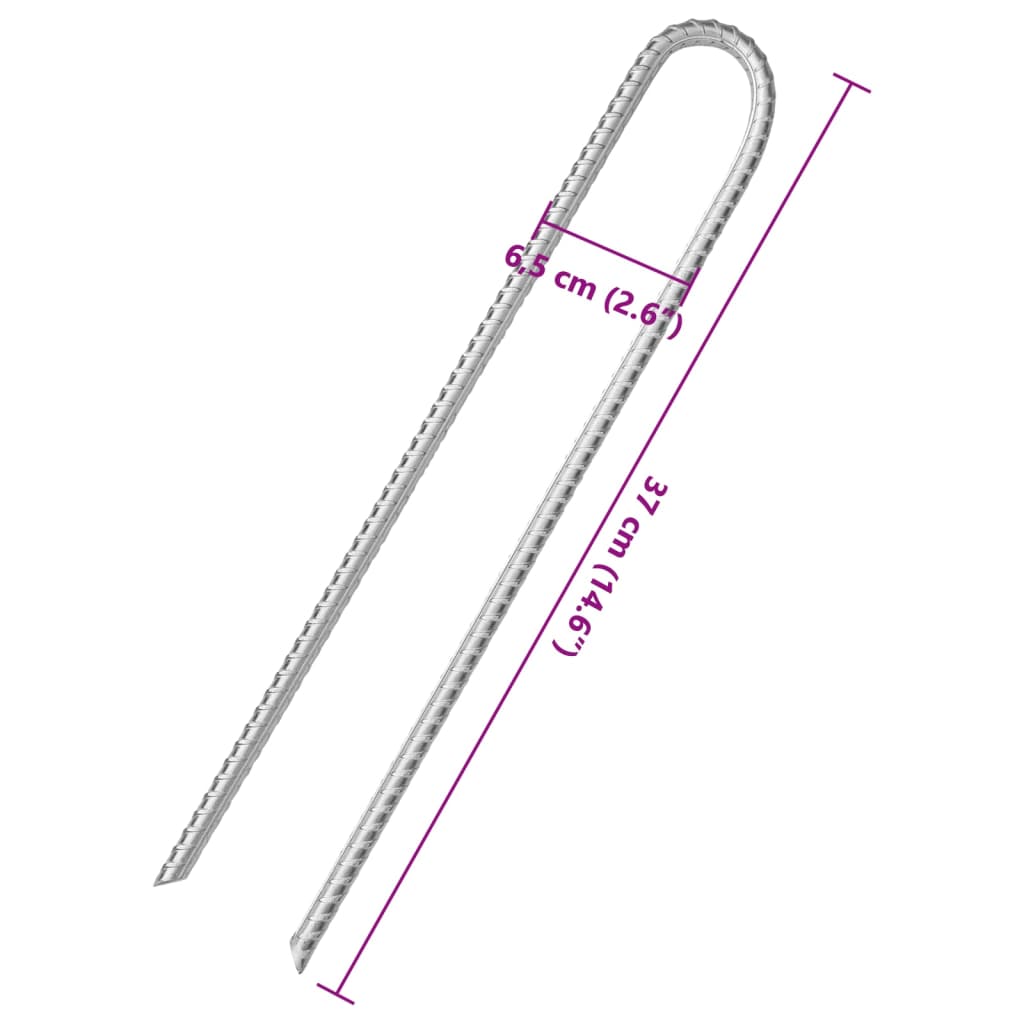 Klinovi za šator U-oblika 12 kom 37 cm Ø 10 mm pocinčani čelik