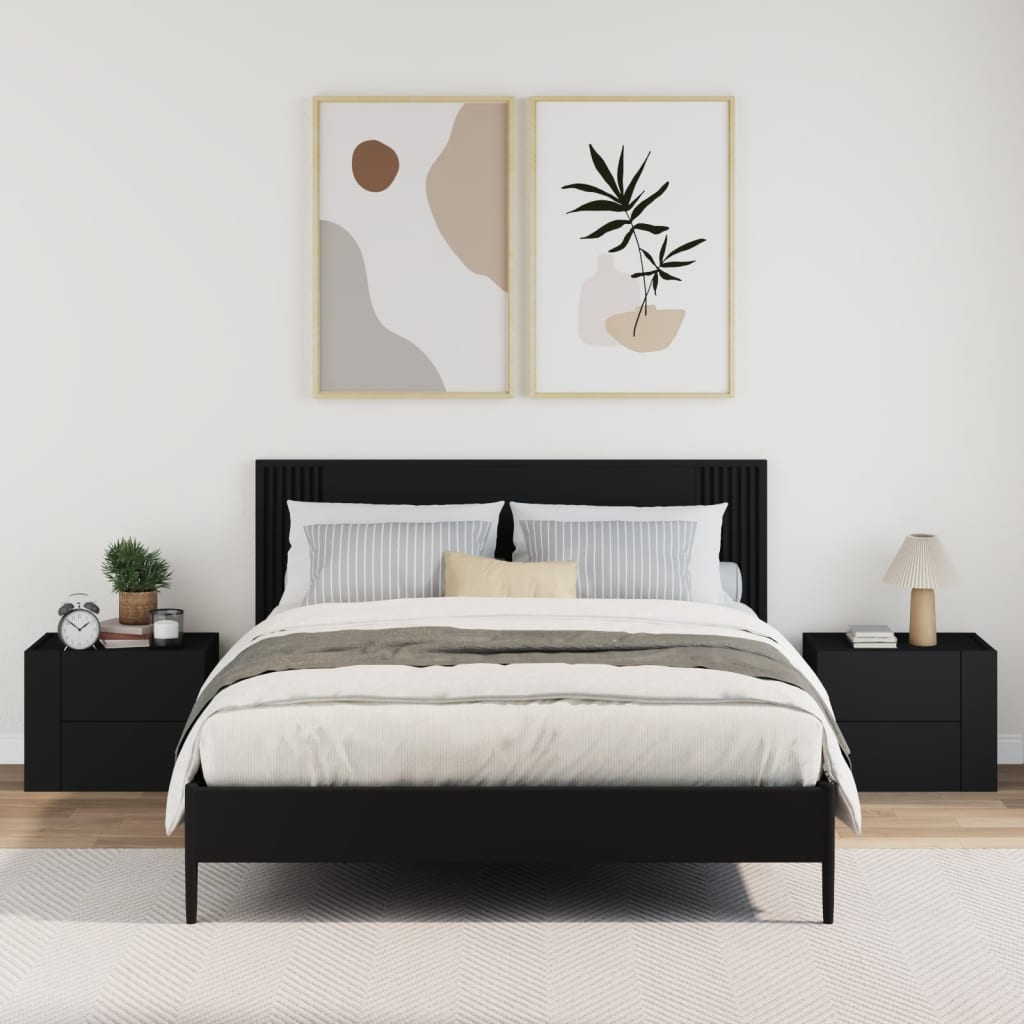 Zidni noćni ormarići 2 kom crni 45 x 30 x 35 cm