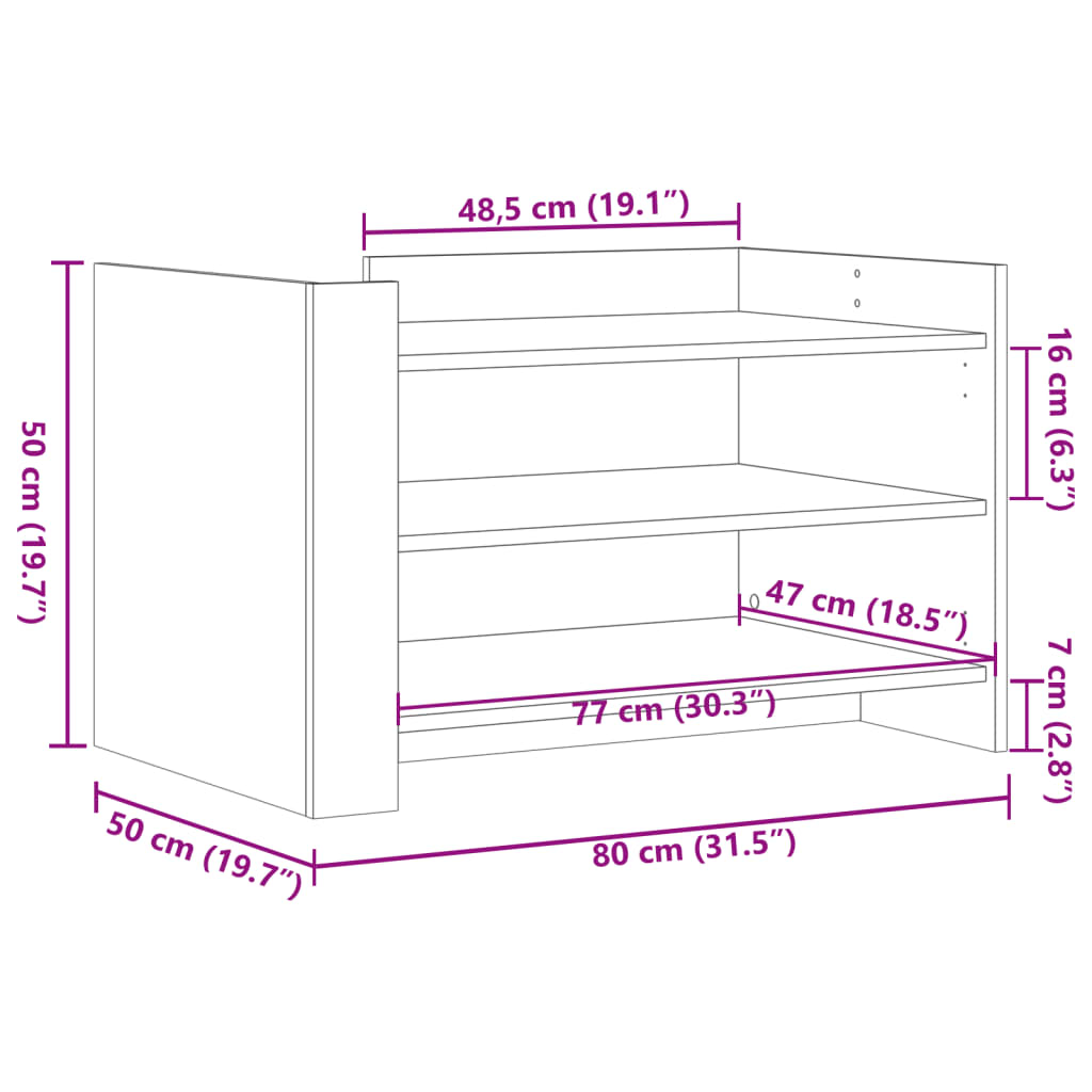 Stolić za kavu boja hrasta 80 x 50 x 50 cm konstruirano drvo