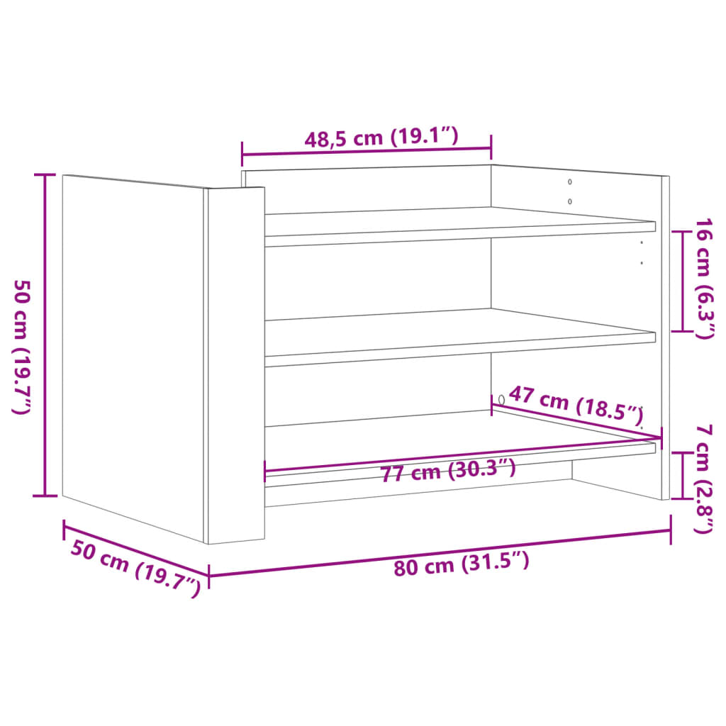 Stolić za kavu boja hrasta 80 x 50 x 50 cm konstruirano drvo