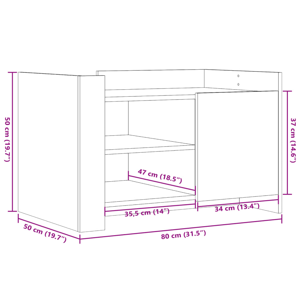 Stolić za kavu crni 80 x 50 x 50 cm od konstruiranog drva