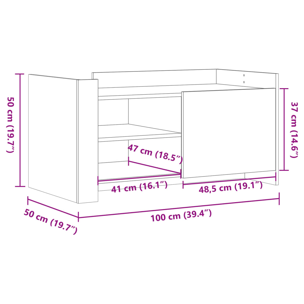 Stolić za kavu bijeli 100 x 50 x 50 cm od konstruiranog drva