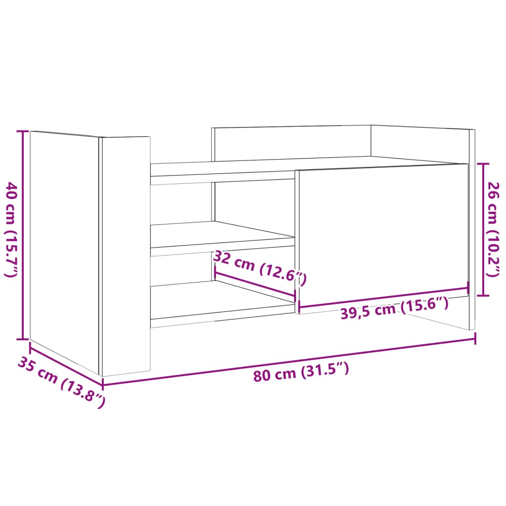 TV ormarić crni 80 x 35 x 40 cm od konstruiranog drva