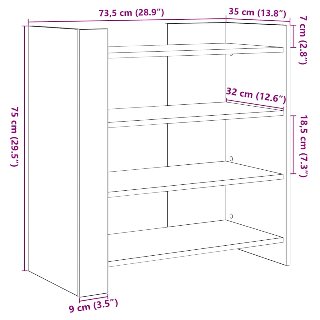 Komoda crna 73,5x35x75 cm od konstruiranog drva