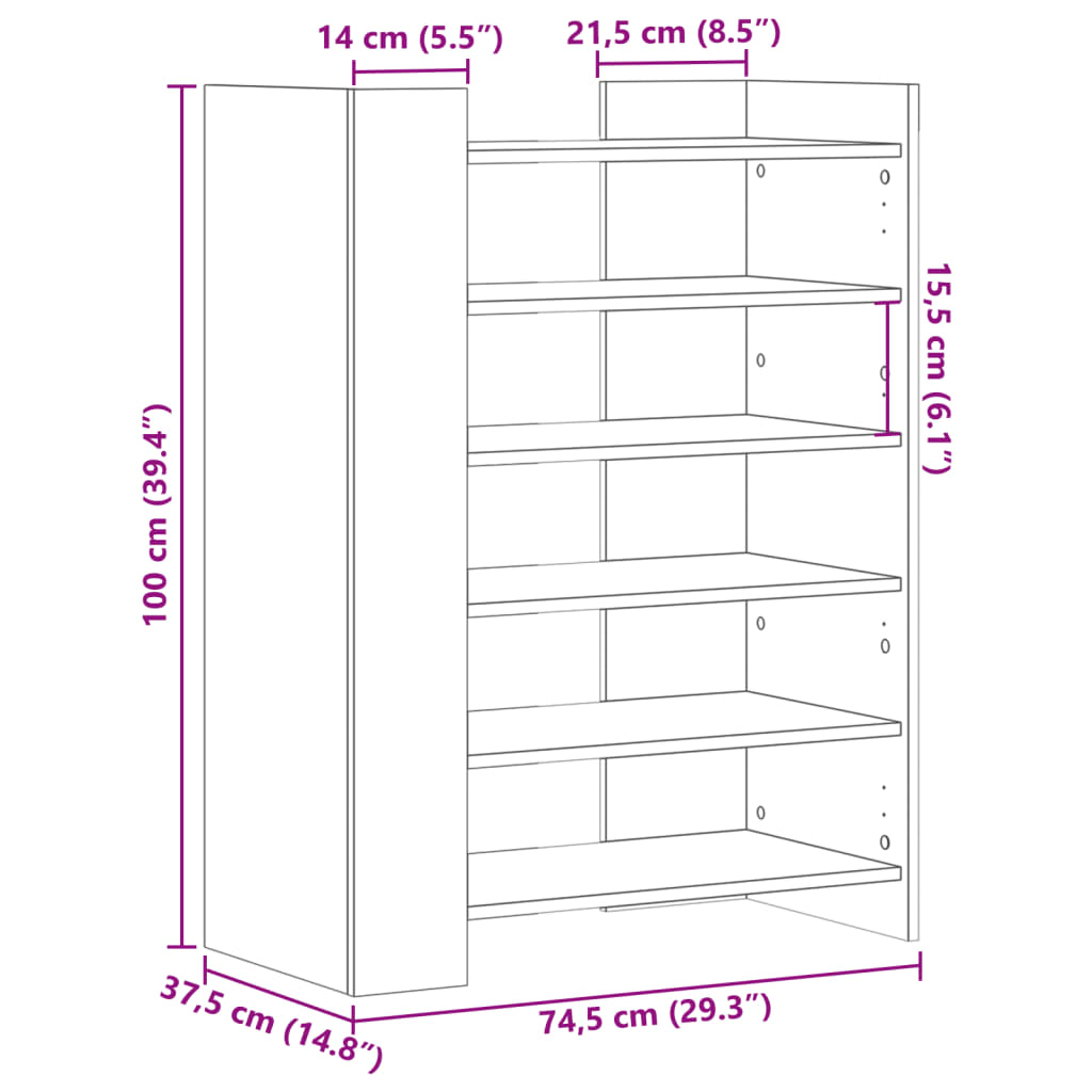 Ormarić za cipele bijeli 74,5x37,5x100 cm od konstruiranog drva