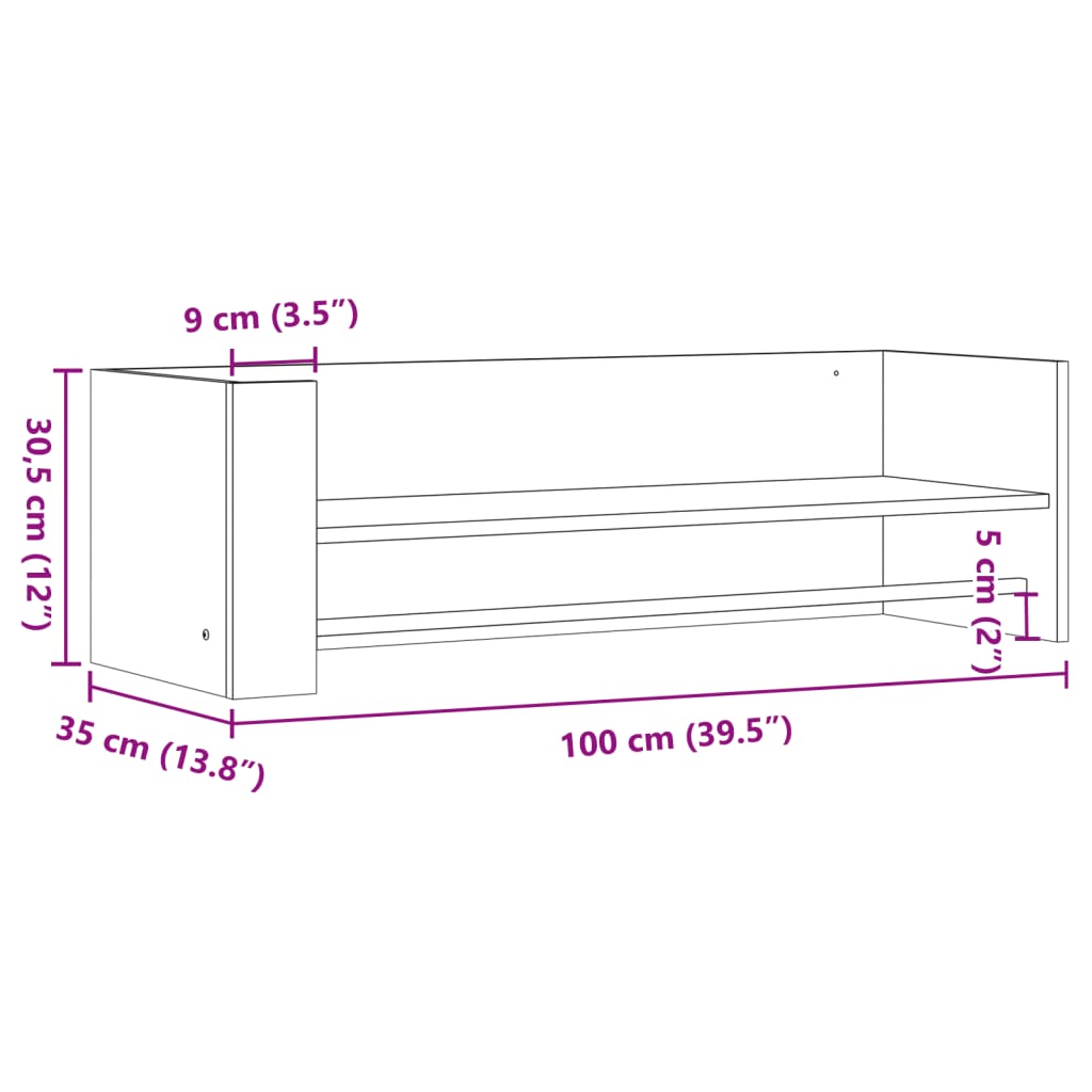 Zidna polica bijela 100 x 35 x 30,5 cm od konstruiranog drva